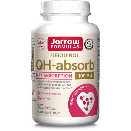 Jarrow Formulas Ubiquinol QH-absorb 100mg for Cellular Energy and Cardiovascular Health 120 Softgels