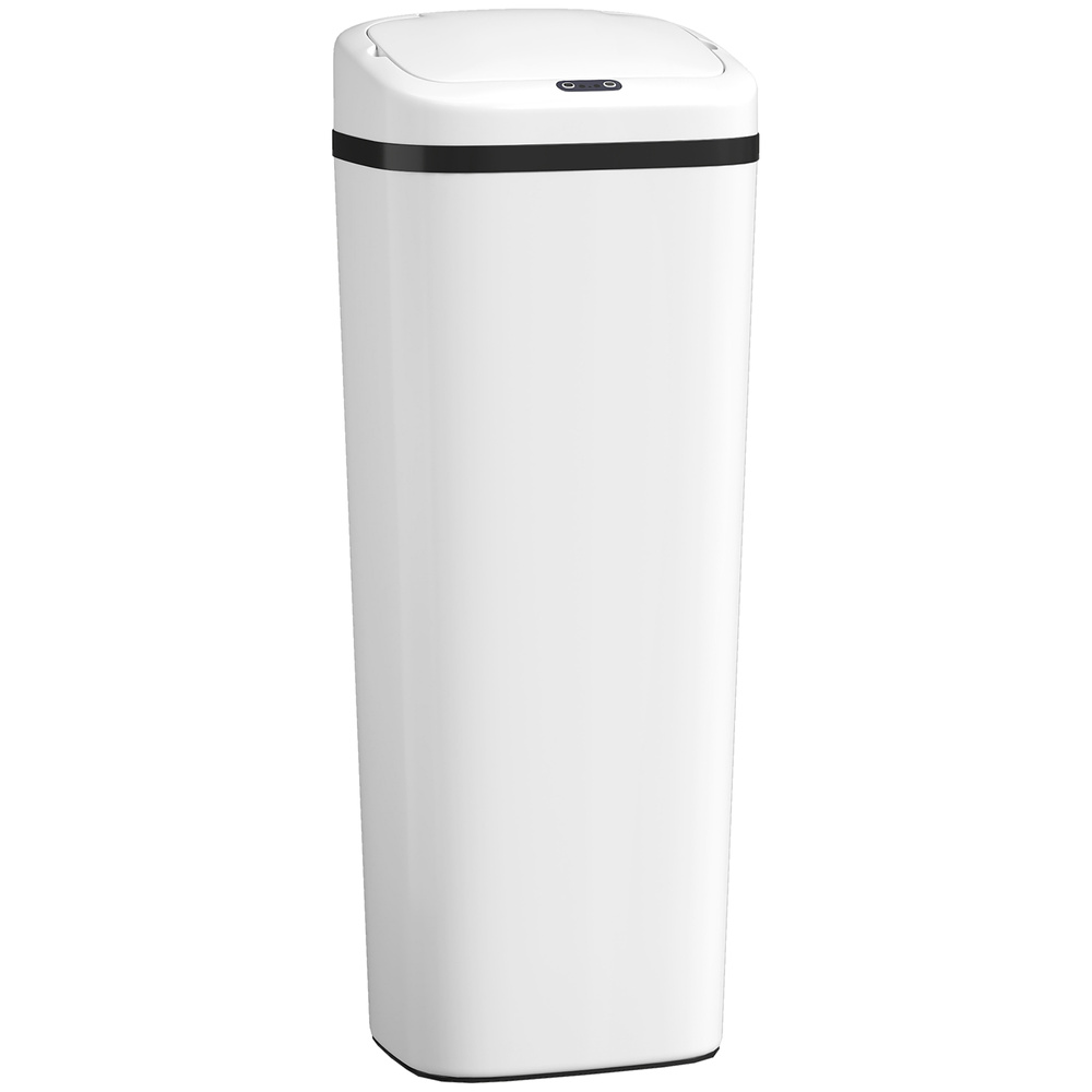 HOMCOM 50L Stainless Steel Sensor Bin - White