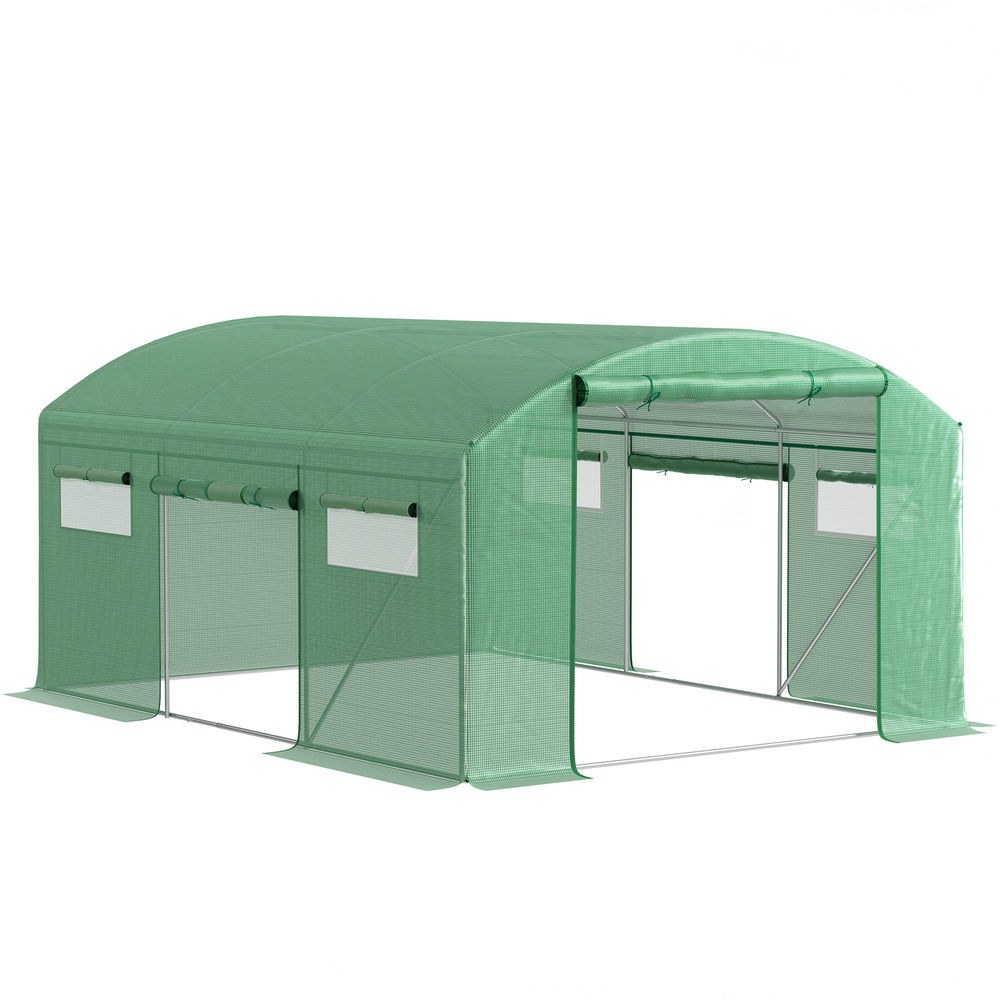 Outsunny 13 x 9.8ft Walk-In Polytunnel Greenhouse - Green