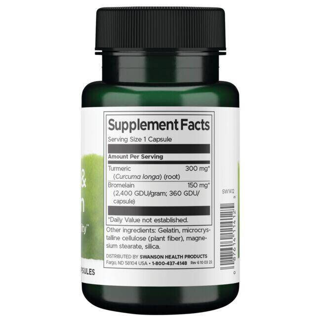 Swanson Turmeric & Bromelain Wspomaga Stawy i Procesy Trawienne 60 Kapsułek