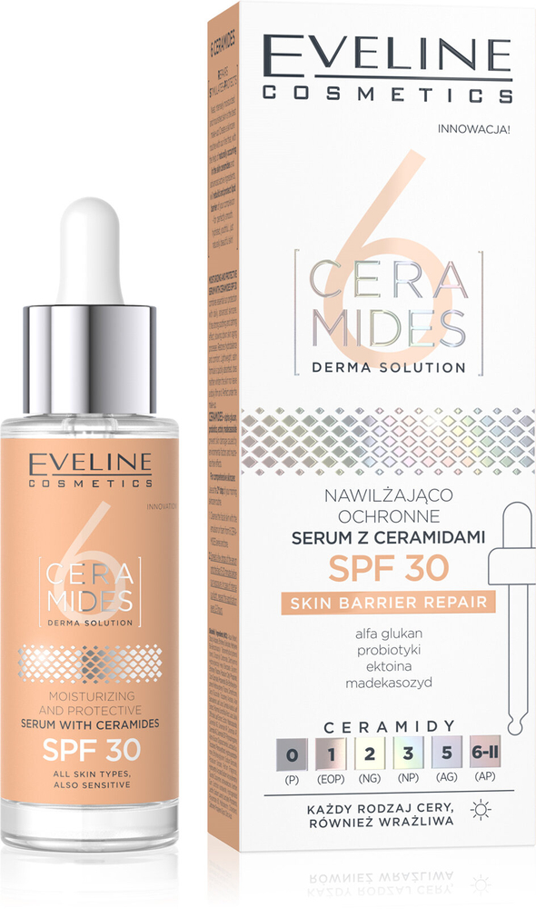 Eveline 6 Ceramides Moisturizing and Protective Serum with Ceramides and SPF30 for Dry and Sensitive Skin 30ml