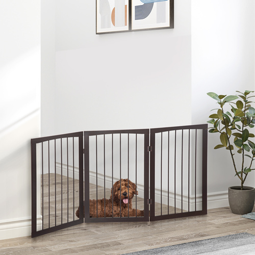 PawHut 3 Panel Stair Gate Foldable Dog Door Gate Indoor Free Standing Safety Gate Pet Barrier 76cm Height