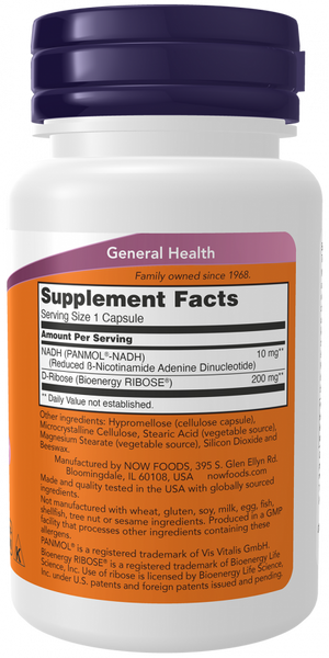 Now Foods NADH 10mg Supports Memory & Concentration 60 Capsules