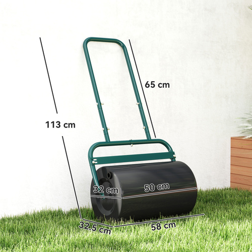 Outsunny 38L Fillable Cylinder Steel Lawn Roller - Dark Green