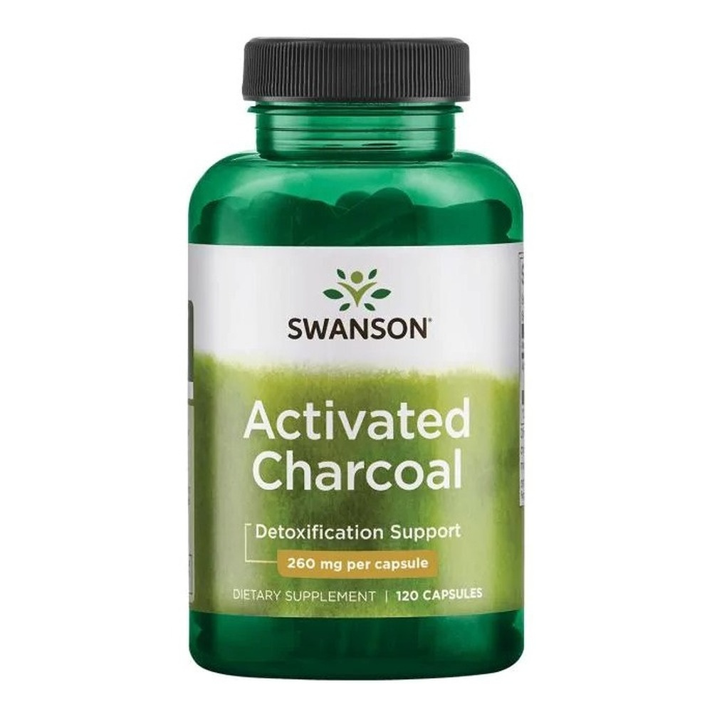 Swanson Activated Charcoal 260mg Supports Digestive System 120 Capsules
