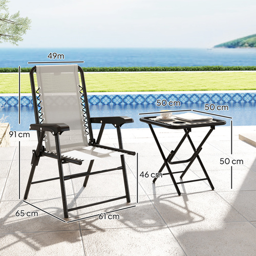 Outsunny Three-Piece Garden Table and Chair Set - Cream White