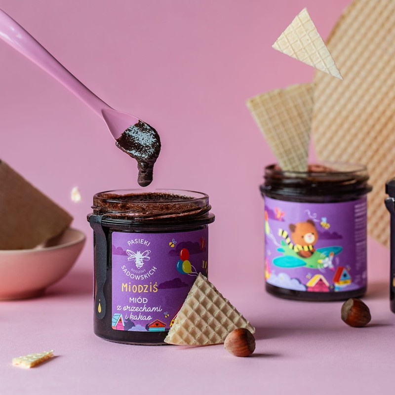 Pasieki Sadowskich Miodziś Miód z Orzechami i Kakao dla Dzieci 410g