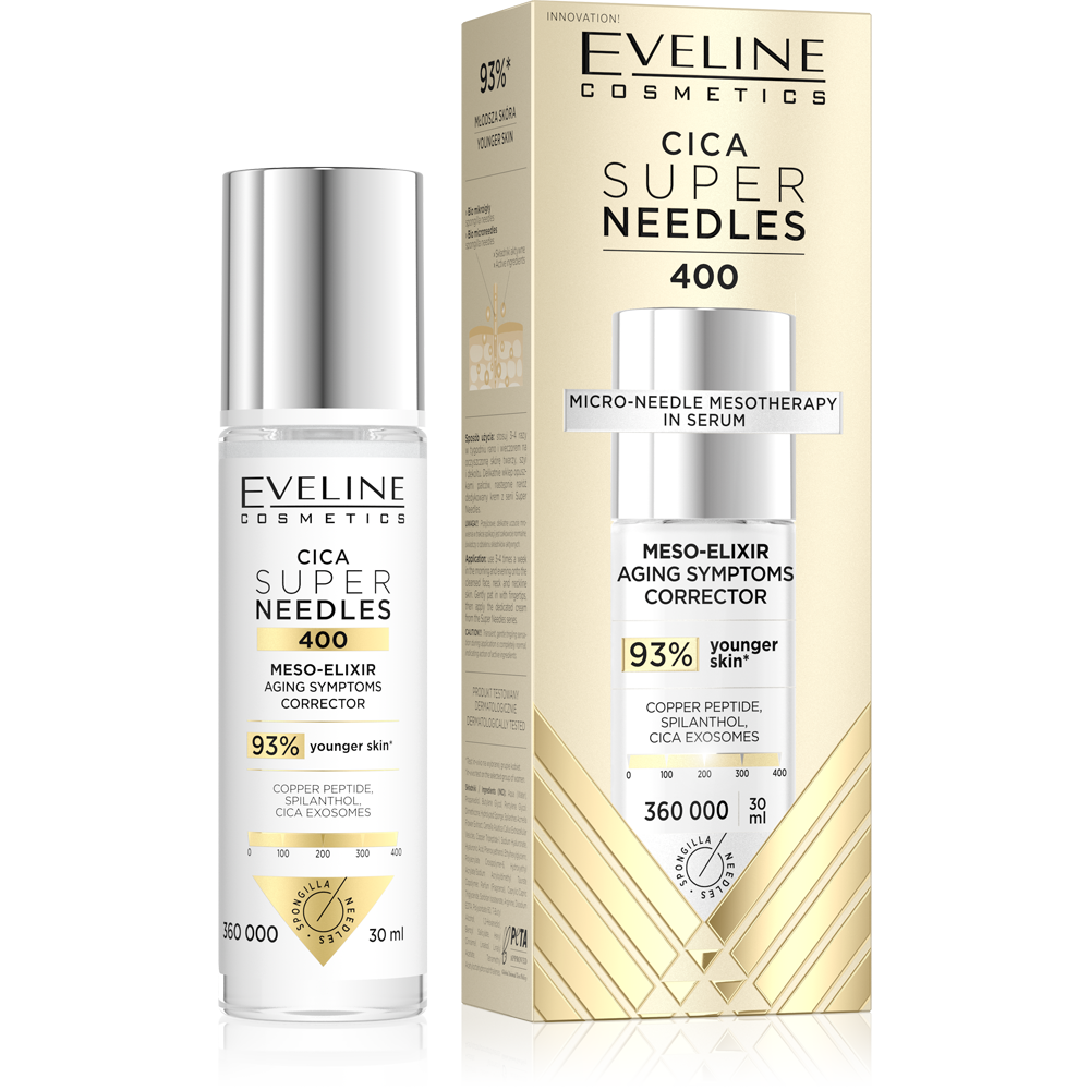 Eveline Super Needles Cica 400 Mezo-Eliksir Korektor Oznak Starzenia dla Skóry Dojrzałej 30ml