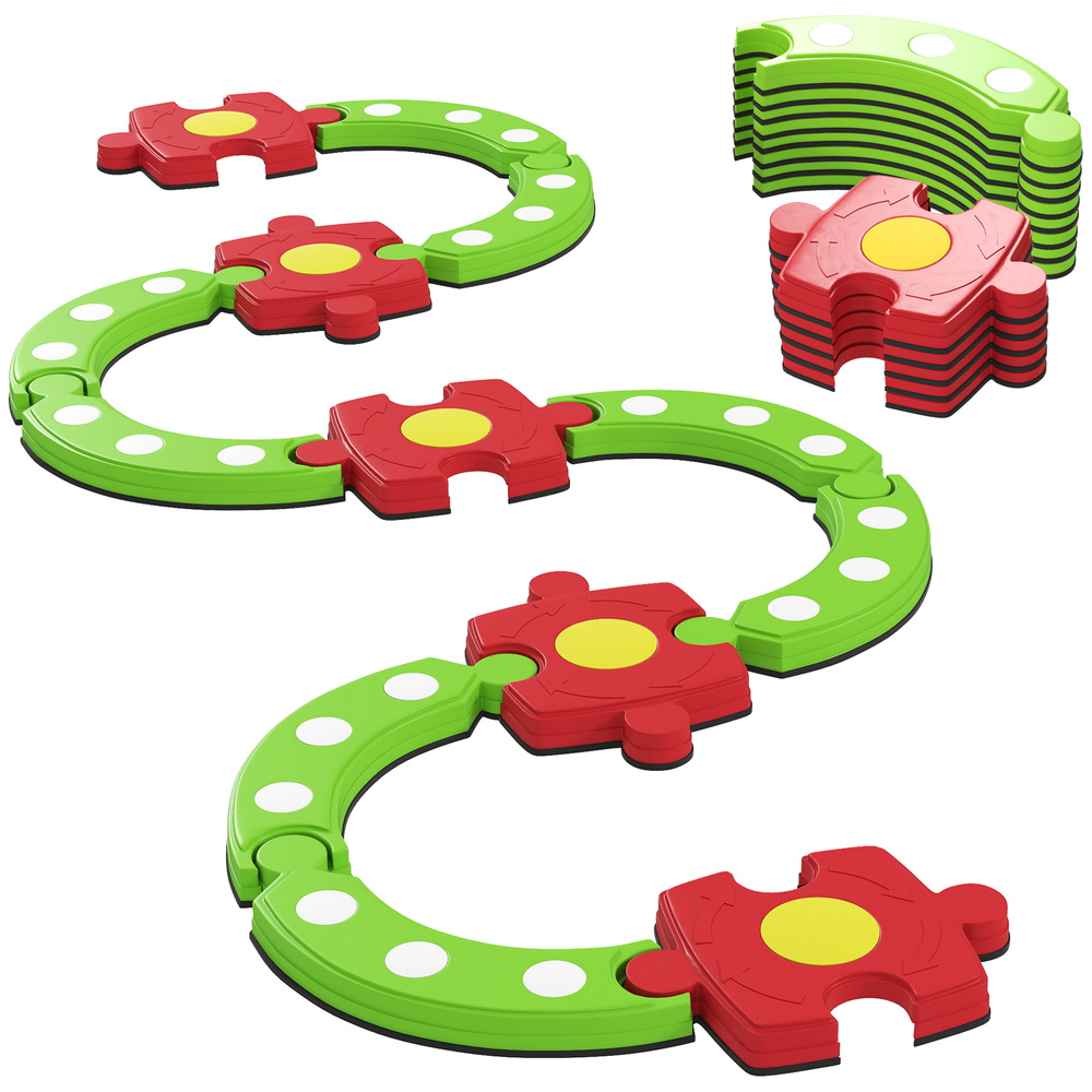 AIYAPLAY 13 PCS Kids Balance Beam Stepping Stones Set with Non-slip Textured Surface, Outdoor Indoor for Toddlers, Green