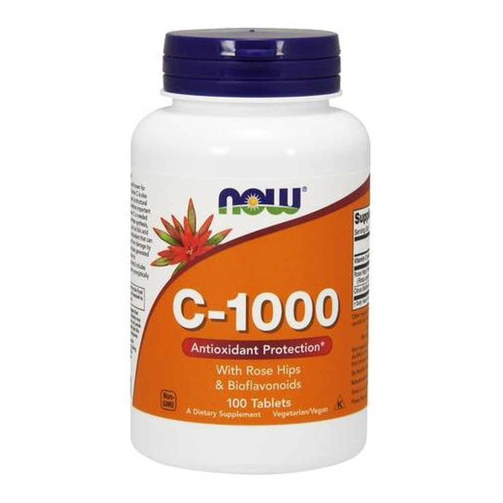 Now Foods Vitamin C-1000 Rosehip + Bioflavonoids Supports Immune and Nervous Systems 100 Tablets