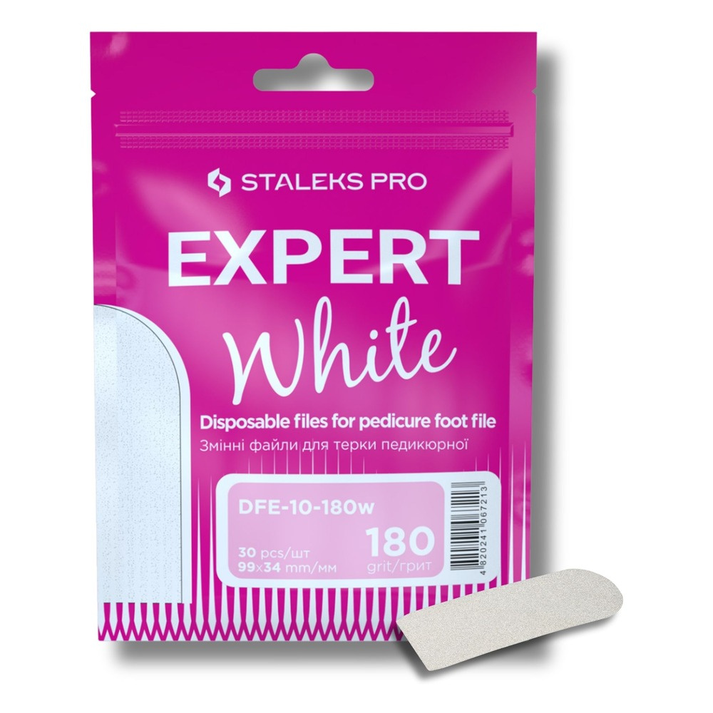 Staleks Pro Expert 10 Disposable White Pedicure File Refills 180 Grit  DFE-10-180w 30pcs