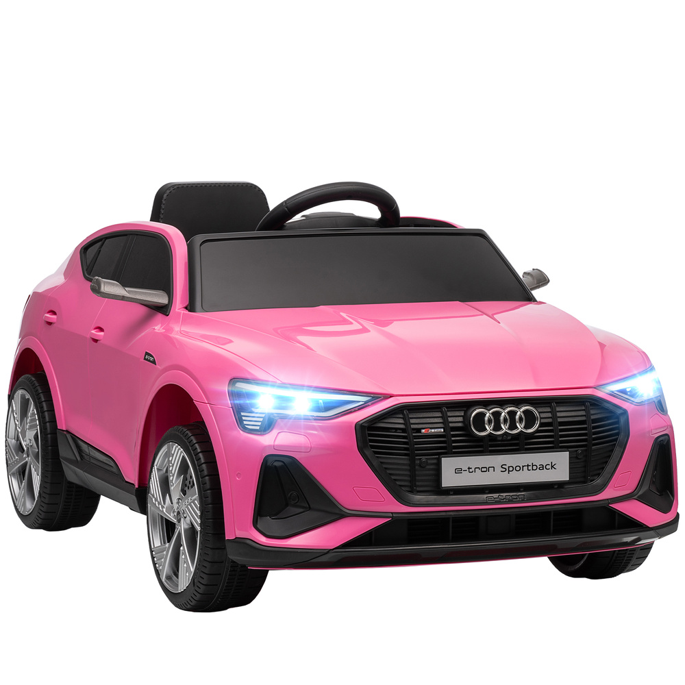 HOMCOM 12V Kids Electric Ride on, Electric Car for Kids with Parental Remote, Music, Lights, Suspension Wheels, Pink