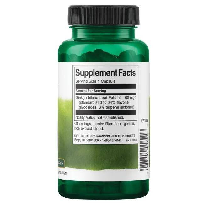Swanson Ginkgo with Vinpocetine Standardized 60 Capsules