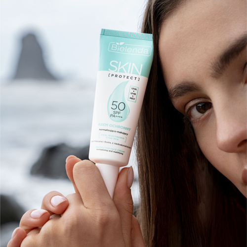 Bielenda Skin Protect Normalizing - Mattifying Protective Cream SPF 50 PA++++ UVA + UVB + HEV for Oily and Combination Skin 40ml