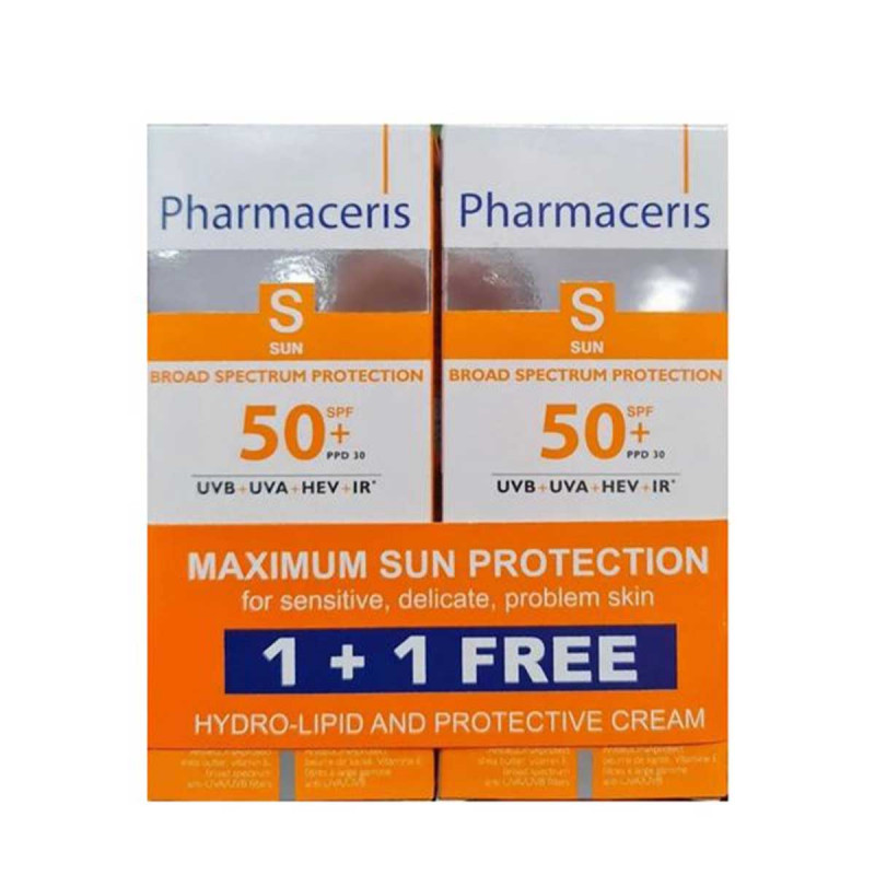 Pharmaceris S Cream with Broadband Protection SPF 50+ for Adults and Children for Face and Eye Area 50ml + 50ml Gratis