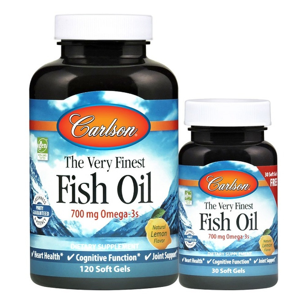 Carlson Labs The Very Finest Fish Oil 700mg Omega-3s Natural Orange for Heart and Brain Health 150 Softgels