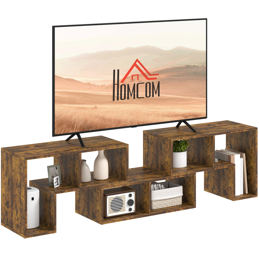 HOMCOM Three-Block Modular TV Stand - Rustic Brown