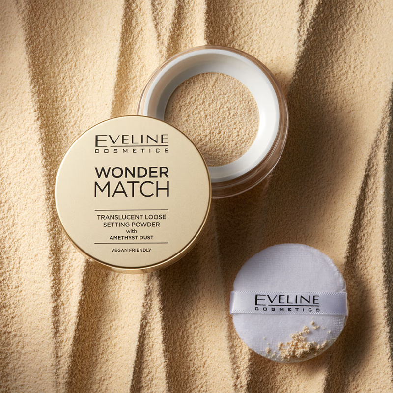 Eveline Wonder Match Lekki Puder Utrwalający z Ametystowym Pyłkiem Vegan 6g