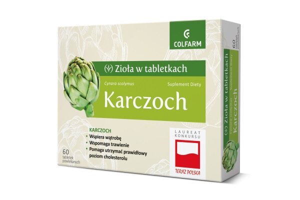 Colfarm Zioła w Tabletkach Karczoch Wspomaga Trawienie i Wątrobę 60 Tabletki