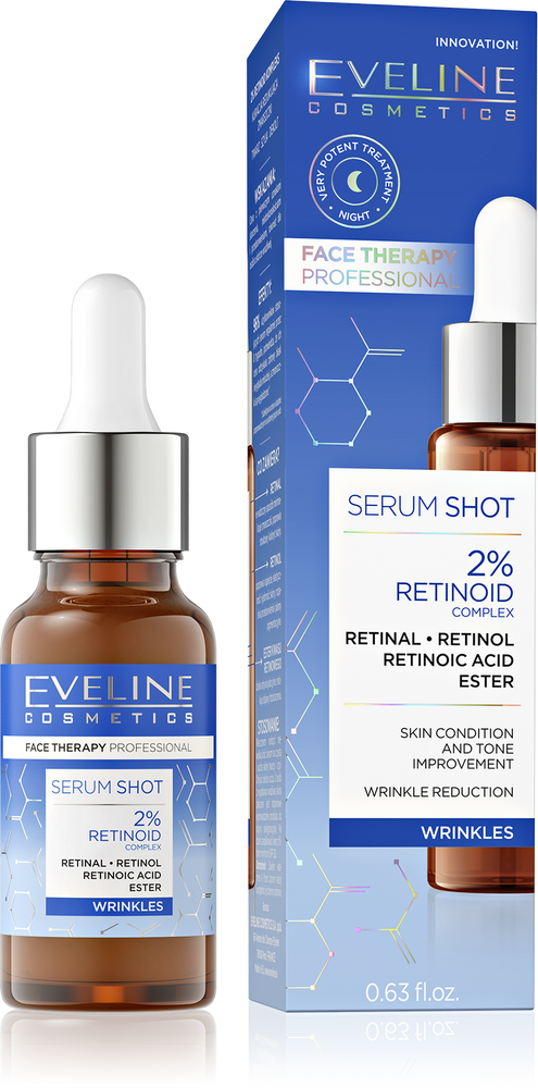 Eveline Face Therapy Professional Serum Shot Wrinkle Reduction Treatment with 2% Retinoid Complex 18ml