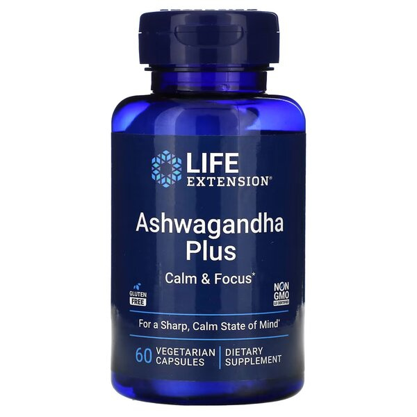 Life Extension Ashwagandha Plus Calm & Focus Suplement Diety Na Spokój i Skupienie 60 Kapsułek