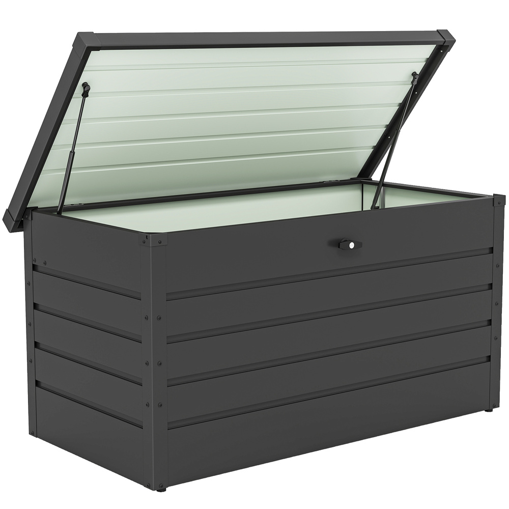 Outsunny 311L Galvanised Steel Garden Storage Box - Dark Grey