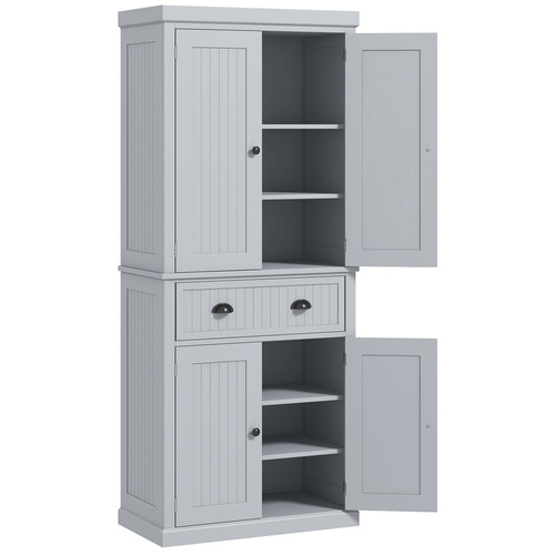 HOMCOM Multi-Storage Mid-Century Kitchen Cabinet - Grey