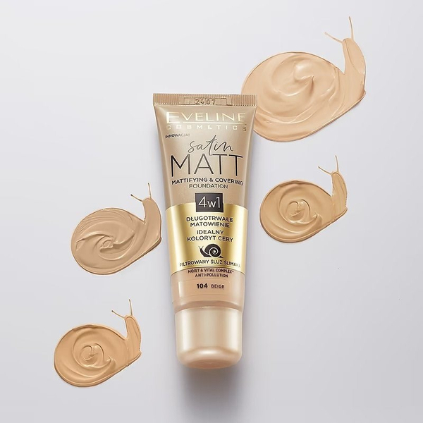 Eveline Satin Matt Matujący Podkład Kryjący Satynowy Efekt Nr 103 Natural 30ml