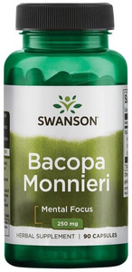 Swanson Bacopa Monnieri 250mg BaCognize Extract Wspomaga Pamięć i Koncentrację 90 Kapsułek
