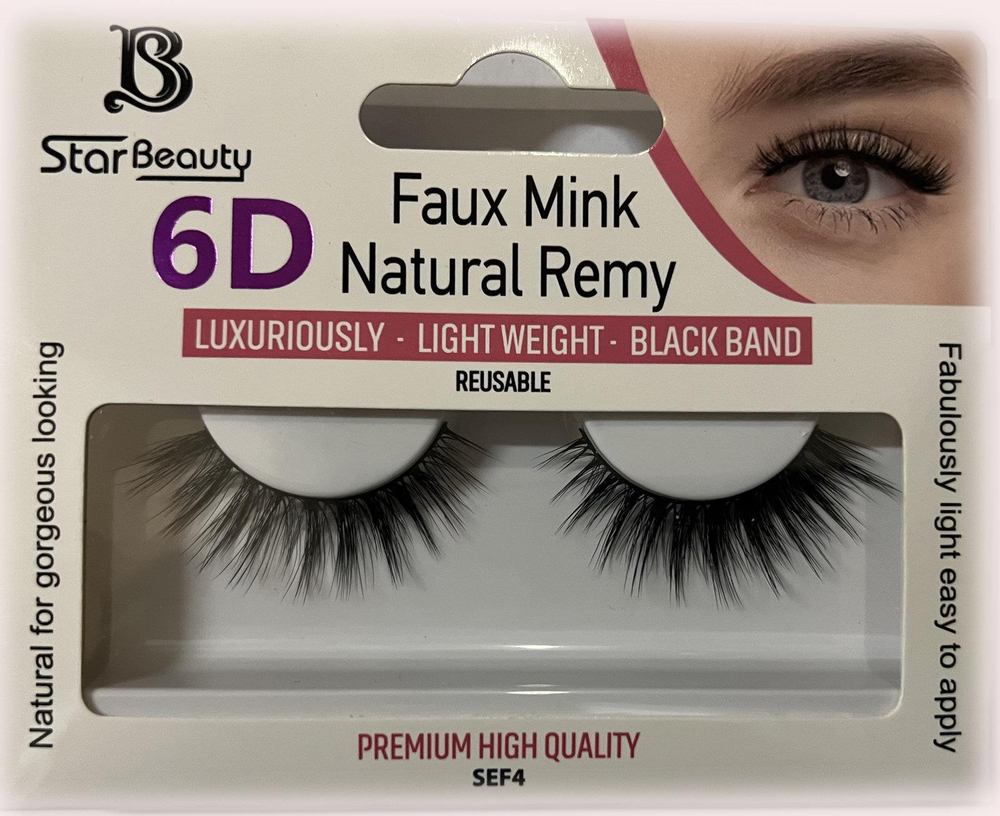 Star Beauty Professional Natural Remy Hair Eyelashes 6D Full Volume and Soft Reusable SEF04