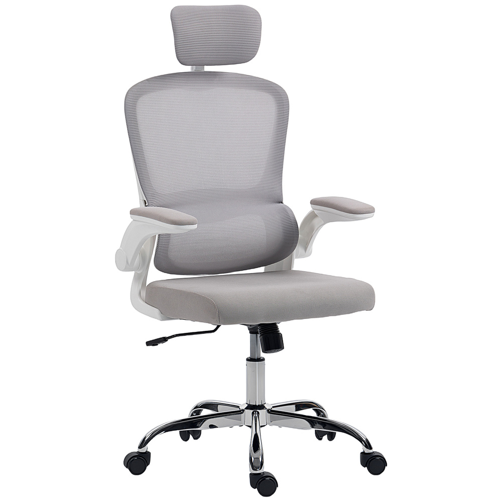HOMCOM Mesh Back Office Chair, with Lumbar Support - Grey
