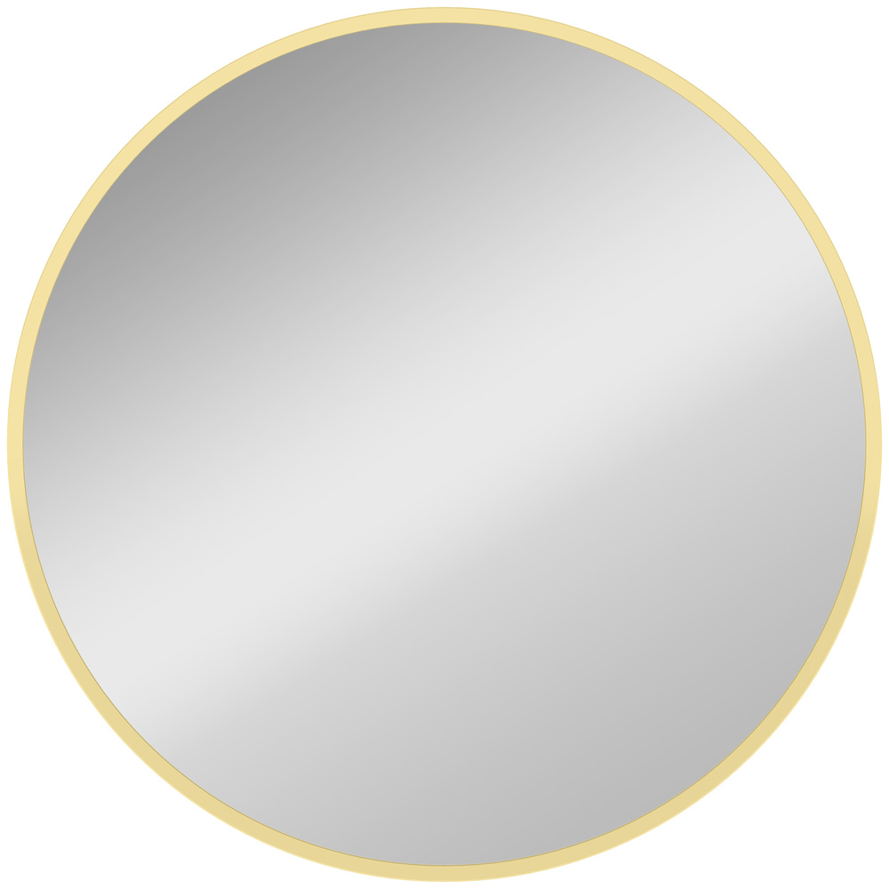 HOMCOM 61cm Decorative Wall Mirror for Bedroom Living Room, Modern Round Bathroom Mirror for Home Decor, Gold Tone