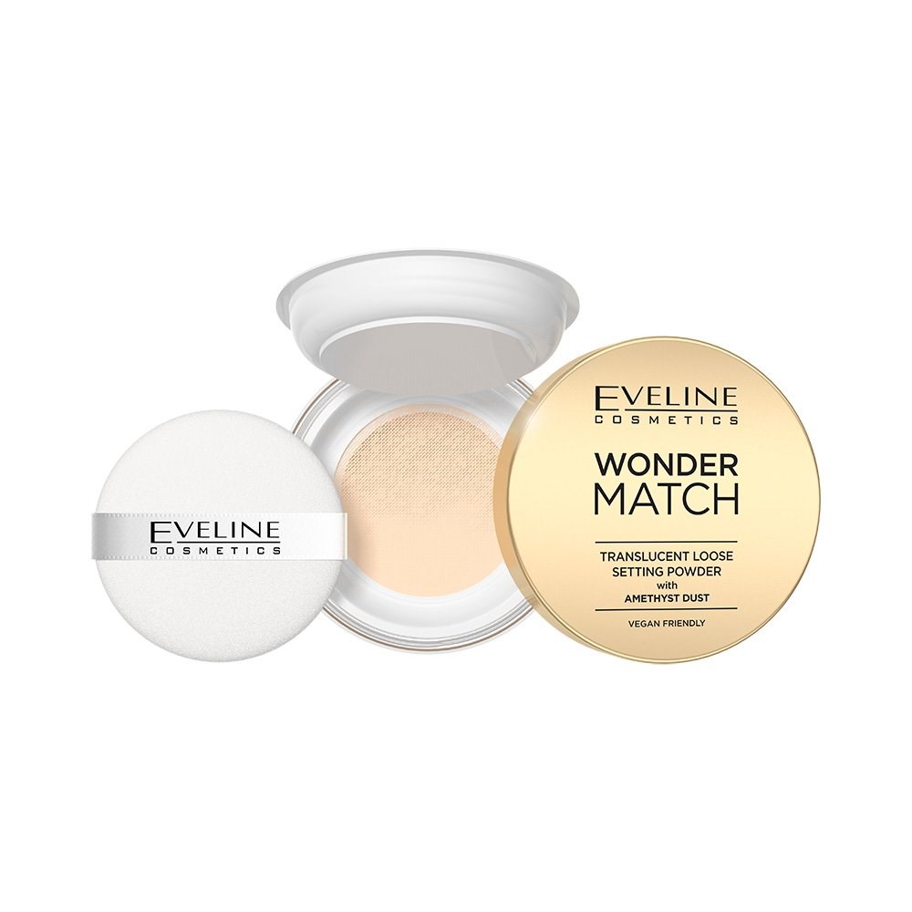  Eveline Wonder Match Lekki Puder Utrwalający z Ametystowym Pyłkiem Vegan 6g