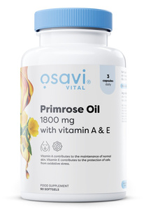 Osavi Primrose Oil with Vitamin A & E 1800mg for Skin Health 90 Softgels