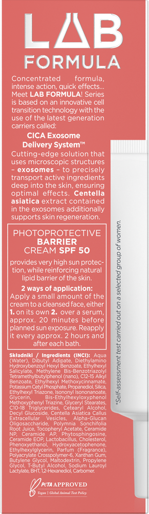 Eveline Lab Formula Photoprotective UVA and UVB Barrier Cream SPF50 40ml