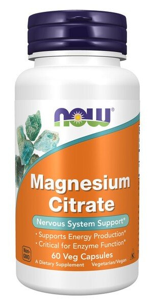 NOW Foods Magnesium Citrate 400mg For Energy Production and Enzyme Function 60 Vcaps