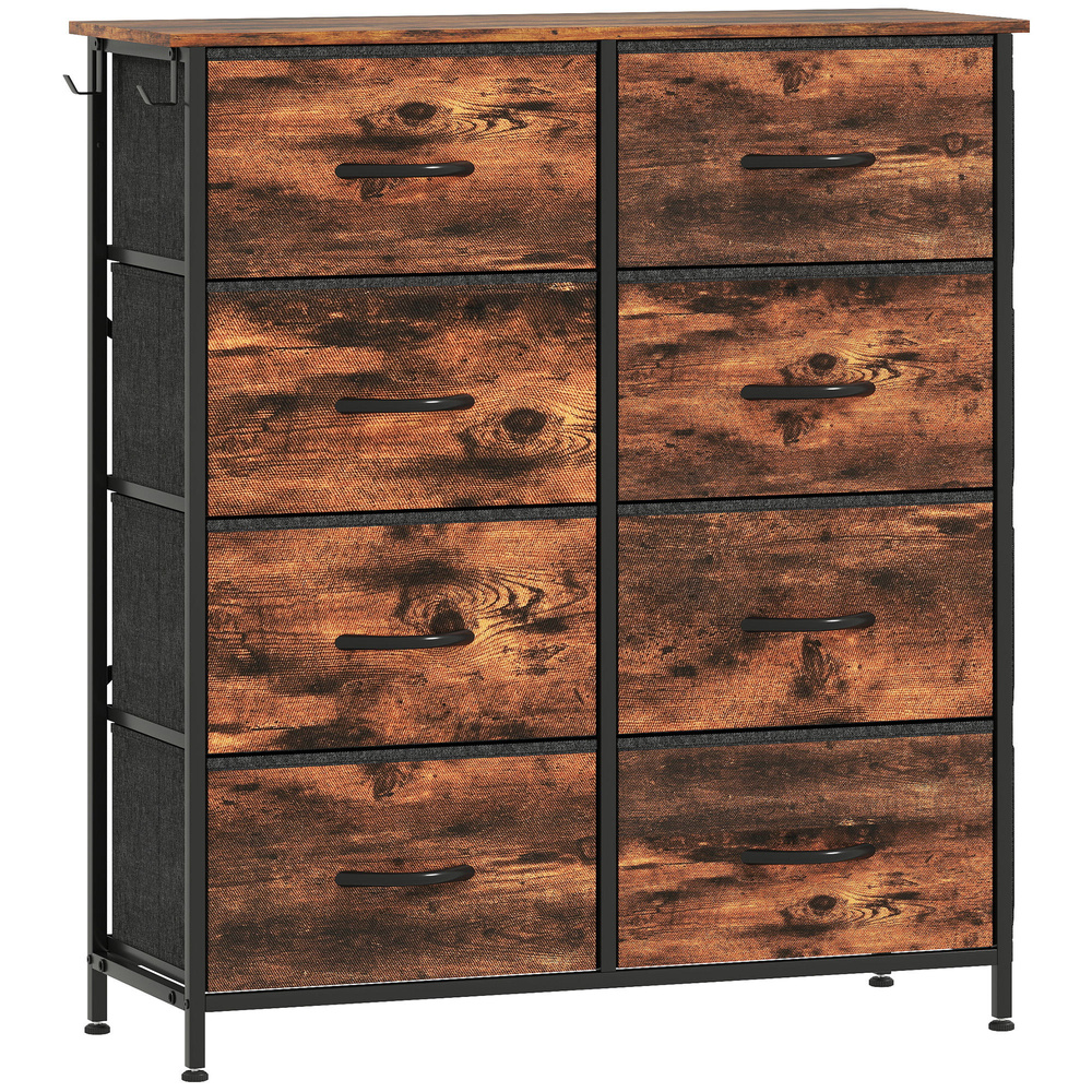 HOMCOM Chest of Eight Fabric Drawers - Rustic Brown