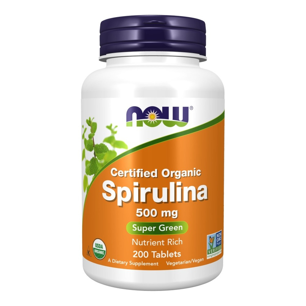 Now Foods Spirulina 500mg Wspiera Układ Krążenia Immunologiczny i Detoksykację 200 Tabletek