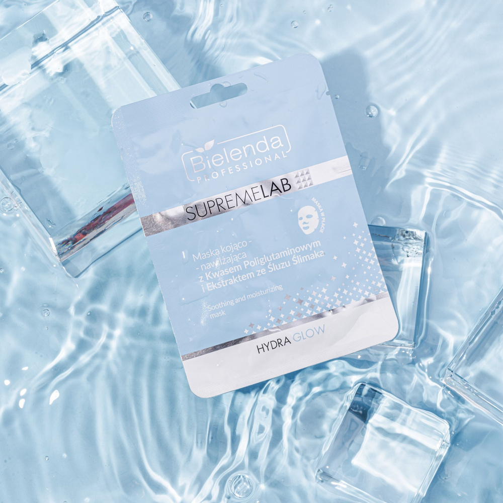 Bielenda Professional Supremelab Hydra Glow Kojąco - Nawilżająca Maska z Kwasem Poliglutaminowym i Ekstraktem ze Śluzu Ślimaka dla Skóry Odwodnionej Wrażliwej 20g