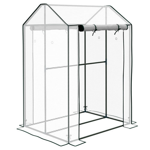 Outsunny Green House, Mini Greenhouse with 2 Roll-up Doors, Vent Holes and Reinforced Cover, 100 x 80 x 150cm