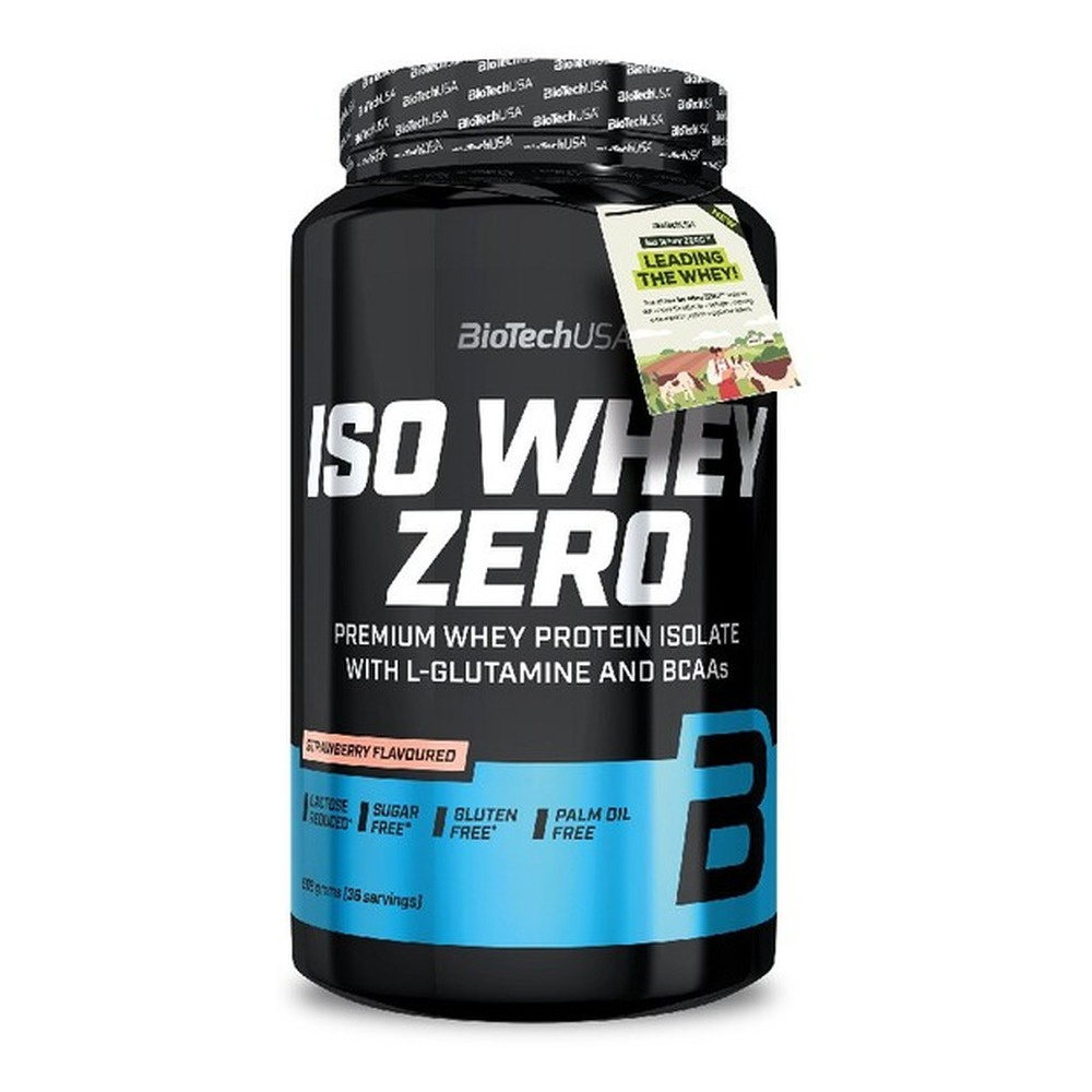 BioTechUSA Iso Whey Zero Izolat Białka Serwatkowego Truskawkowy na Wsparcie Mięśni 908g