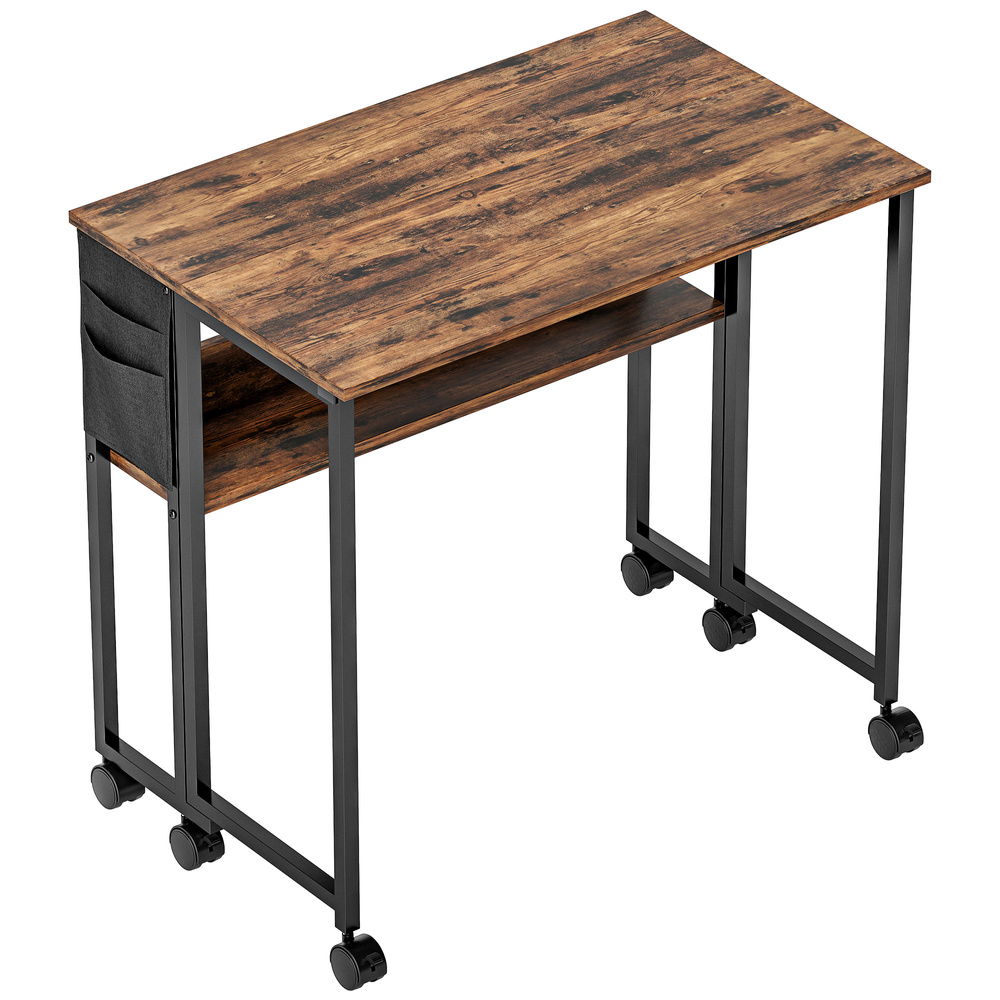 HOMCOM 80 cm Drop Leaf Writing Work Desk - Rustic Brown