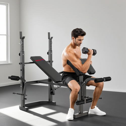 SPORTNOW Multi-Exercise Adjustable Weight Bench with Bench Press Rack
