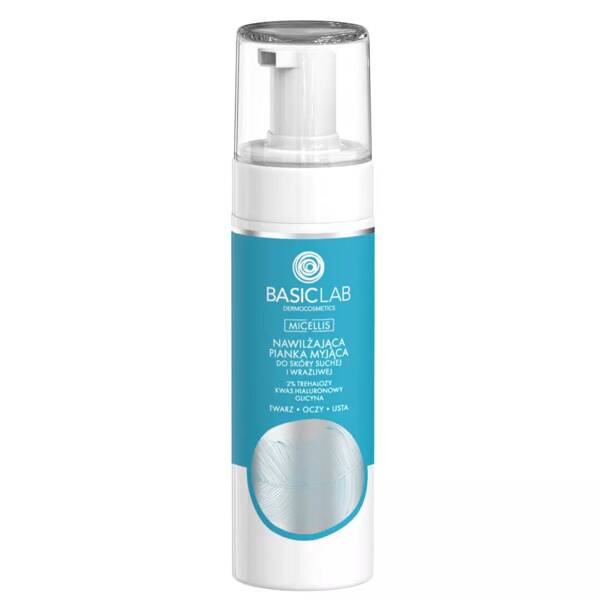 BasicLab Micellis Luxe Hydrating Cleansing Foam with 2% Trehalose & Hyaluronic Acid for Dry & Sensitive Skin 150ml