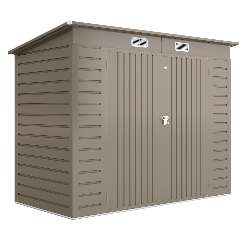 Outsunny 3.7 x 7.9ft Galvanised Steel Shed, with Latched Door and Padlock - Light Grey