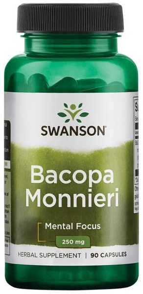 Swanson Bacopa Monnieri 250mg BaCognize Extract Wspomaga Pamięć i Koncentrację 90 Kapsułek