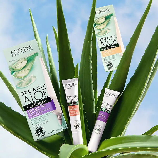 Eveline Organic Aloe + Collagen Liquid Eye Pads Reducing Wrinkles and Smile Lines for All Skin Types 20ml