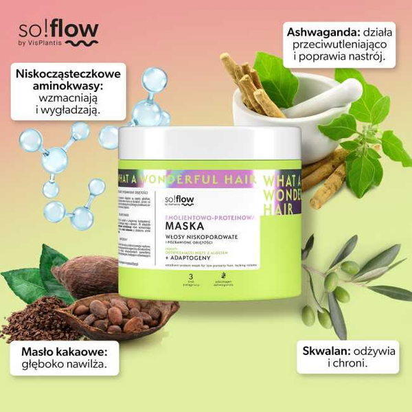 So!Flow Luxe Emollient-Protein Mask for Low Porosity & Volume-Boosting Hair Care - 400ml