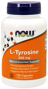 NOW Foods L-Tyrosine 500 mg Brain Energy and Thyroid Support 120 Capsules