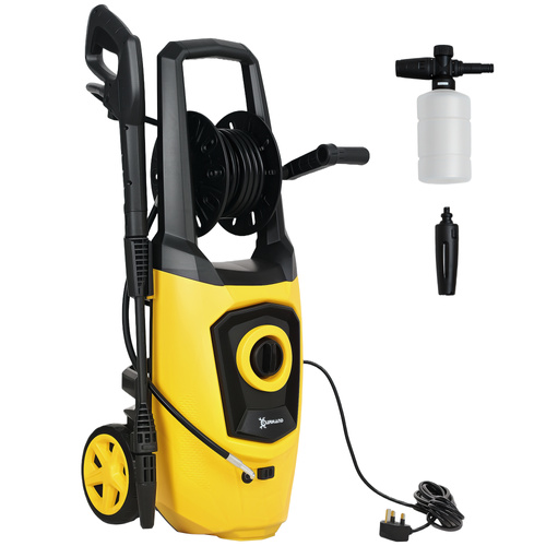 DURHAND 1800W High Pressure Washer, 150 Bar Pressure, 510 L/h Flow, High-Performance Portable Power Washer Jet Wash Cleaner with 6M Hose and Hose Reel for Garden, Car, Furniture, Yellow